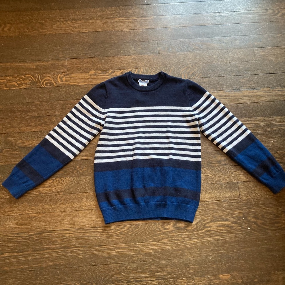 Jacadi Kids Boys Girls Navy, Blue & White Striped Sweater Size 10 A Wool Cotton